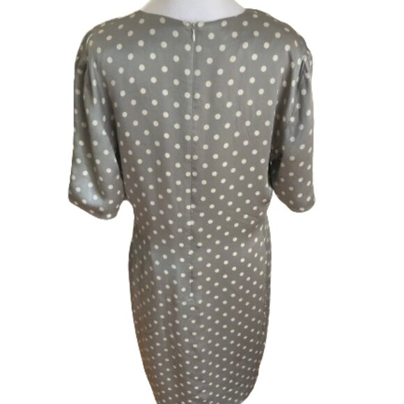 Escada by Margaretha Ley Dress Vintage Silk Midi Faux Wrap Polka Dots sz 42 - Picture 7 of 14
